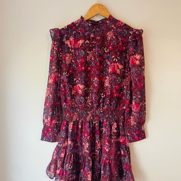 Elegant Floral Mini Dress in Purple and Pink - Picture 2 of 10